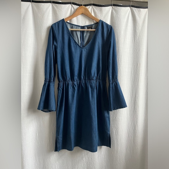 Club Monaco Blue Chambray Flared Sleeve Mini Dress - Picture 1 of 6